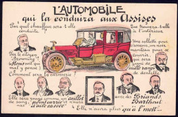 +++ CPA - Fantaisie - Humour - L'AUTOMOBILE Qui La Conduira Aux Assises - Auto - Politique   // - Taxi & Carrozzelle