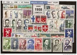 FRANCE - Année Complète 1958 - NEUF LUXE ** 47 Timbres - 1950-1959