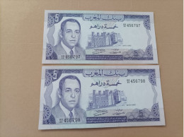 Pareja Correlativa De Marruecos De 10 Dirhams, Año 1970, Serie AA, UNC - Maroc