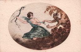 Illustrateur - Femme - Nymphe Et Satyre - Carte Postale Ancienne - - Non Classés