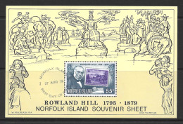 NORFOLK Is...." 1979..".......ROWLAND HILL, SOUVENIR SHEET......SGMS 228......MINI SHEET........VFU..... - Rowland Hill