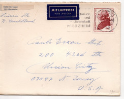 65328 - Bund - 1975 - 90Pfg Kant EF A LpBf PFORZHEIM - ... -> Union City, NJ (USA) - Cartas & Documentos