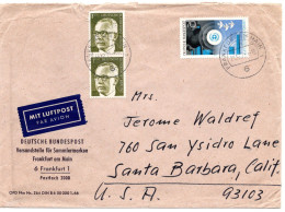 65329 - Bund - 1973 - 2@1DM Heinemann MiF A LpBf FRANKFURT -> Santa Barbara, CA (USA) - Covers & Documents