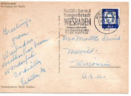 65333 - Bund - 1962 - 40Pfg Lessing EF A AnsKte WIESBADEN - ... MAIFESTSPIELE ... -> Merrill, WI (USA) - Lettres & Documents