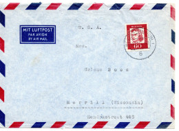 65334 - Bund - 1964 - 60Pfg Schiller EF A LpBf FRANKFURT -> Merrill, WI (USA) - Storia Postale