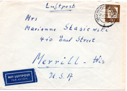 65336 - Bund - 1961 - 80Pfg Kleist EF A LpBf WUPPERTAL -> Merrill, WI (USA) - Cartas & Documentos