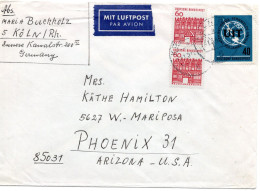 65339 - Bund - 1965 - 2@60Pfg Kl.Bauten MiF A LpBf KOELN -> Phoenix, AZ (USA) - Cartas & Documentos