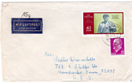 65354 - DDR - 1970 - 40Pfg Lenin MiF A LpBf WERDAU -> Manchester, IA (USA) - Cartas & Documentos