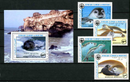 Mauritania 1986 MiNr. 871 - 875 (Block 63) Animals Marine Mammals Mediterranean Monk Seal WWF 4v + S/sh MNH ** 25.00 € - Mauritanie (1960-...)