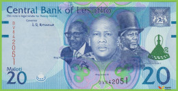 Voyo LESOTHO 20 Maloti 2021 P22d B228a BV UNC Basotho Huts - Lesoto