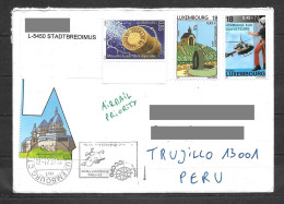 Luxembourg Cover With Recent Stamps & Heart Cancellation Sent To Peru - Usados