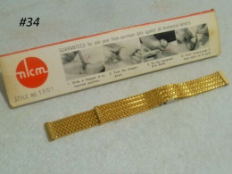 Vintage ! Japan Nisshin Kinzoku NKM Gold Tone Slide-Stopper Watch Band Bracelet (#34) - Horloge: Zakhorloge