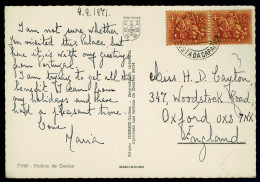 Ref 1607 -  1971 Portugal Postcard - Medieval Knights 2 X 1$50 Stamps To Oxford UK - Briefe U. Dokumente