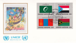 United Nations  1987  On Cover Flag Of The Nations Comoros; Yemen; Mongolia; Vanuatu - Covers