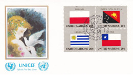 United Nations  1984  On Cover Flag Of The Nations Poland; Papua New Guinea; Uruguay; Chile - Enveloppes