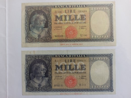 2 Billets 1000 Lires 1947 - 500 Lire