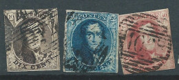 BELGIEN BÉLGICA BELGIUM BELQIQUE 1851 LEOPOLD I FILIGRAMME III PAPIER EPAIS SET 3V USED YT 6-8A MI 3-5 B SC 6-8 SG 6-8 I - 1851-1857 Médaillons (6/8)