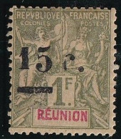Réunion N°55A - Variété Surcharge Décalée & "r" Au Lieu De "c" - Neuf * Avec Charnière - Gomme B/TB - Unused Stamps