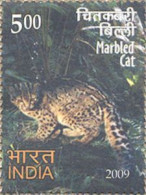 India 2009 Rare Fauna Of The North-East Animals Nature 1v Stamp Wildlife Marbled Cat MNH, P.O Fresh & Fine - Autres & Non Classés