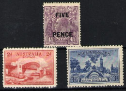 Australia Nº 71, 89, 108.  Año 1930 - Nuevos