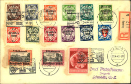 1940, Danzig Abschiedsausgabe Komplett Aus Sammler-R-Brief Mit Werbestempel "DANZIG 1 20.4.40" - Storia Postale