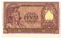 100 LIRE BIGLIETTO DI STATO ITALIA ELMATA BOLAFFI 31/12/1951 SUP+ - Other & Unclassified