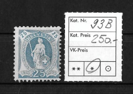1905 - 1908 STEHENDE HELVETIA  Weisses Papier Mit Wasserzeichen (14 Zähne Senkrecht)    ►SBK-93B* / CHF 250.-◄ - Ongebruikt
