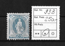 1905 - 1908 STEHENDE HELVETIA  Weisses Papier Mit Wasserzeichen (14 Zähne Senkrecht)    ►SBK-93B* / CHF 250.-◄ - Ungebraucht