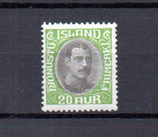 Iceland 1933 Service Stamp King Christian (Michel D 62) MLH - Dienstmarken