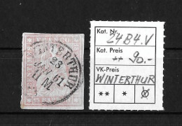 1854-1862 Helvetia (ungezähnt, Strubel) Einkreis-Rundstempel WINTERTHUR   ►SBK-24B4.V / CHF 90.- Dreiseitig Weissrandig◄ - Gebraucht