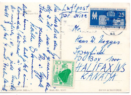 65366 - DDR - 1959 - 25Pfg Fruehjahrsmesse '59 MiF A LpAnsKte BERLIN -> Halifax, NS (Canada), Eine Marke Ungestempelt - Lettres & Documents