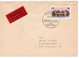 65369 - DDR - 1987 - 85Pfg Schloesser EF A EilBf GLAUCHAU - ... -> NUERNBERG (Westdeutschland) - Briefe U. Dokumente