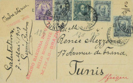 P0687 - BRAZIL - Postal History - NICE FRANKING On Postcard To TUNISIA! 1909 - Briefe U. Dokumente