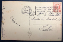 Belgique COB N°192 Sur CPA De Bruxelles 30.XII.1922 Pour Ixelles - (N588) - Autres & Non Classés