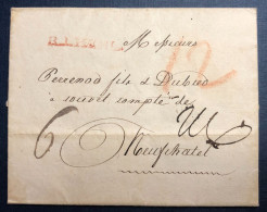 Wurtemberg, Griffe B.L. KELH Sur Lettre 25.7.1805 Pour Neufchatel, Suisse - (N589) - Préphilatélie