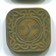 5 CENTS 1966 SURINAME Netherlands Nickel-Brass Colonial Coin #S12780.U - Surinam 1975 - ...