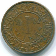 1 CENT 1962 SURINAME Netherlands Bronze Fish Colonial Coin #S10889.U - Surinam 1975 - ...