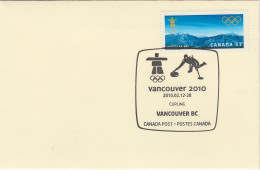 Curling Vancouver Winter Olympics Games Official Cancel With Stamp Jeux Olympiques D'Hiver Pierres Stones - Hiver 2010: Vancouver