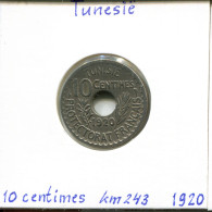 10 CENTIMES 1920 TUNESIEN TUNISIA Münze Muhammad V #AP800.2.D - Tunisie