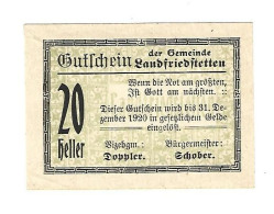 **notgeld   Austria Landfriedstetten  20 Heller   499/1a - Autriche