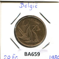 20 FRANCS 1980 DUTCH Text BÉLGICA BELGIUM Moneda #BA659.E - 20 Francs