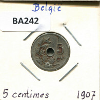 5 CENTIMES 1907 DUTCH Text BELGIUM Coin #BA242.U - 5 Cents