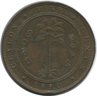 5 CENTS 1890 CEILÁN CEYLON Victoria (1837-1901) Moneda #AE798.16.E - Autres – Asie