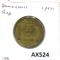 1 PESO 1991 DOMINICANA Moneda #AX524.E - Dominicaine