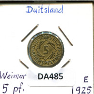 5 REICHSPFENNIG 1925 E GERMANY Coin #DA485.2.U - 5 Rentenpfennig & 5 Reichspfennig