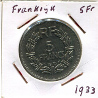 5 FRANCS 1933 FRANCE Pièce Française #AM619.F - 5 Francs