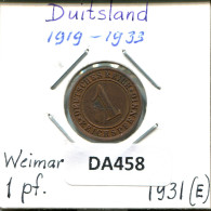 1 RENTENPFENNIG 1931 E ALLEMAGNE Pièce GERMANY #DA458.2.F - 1 Renten- & 1 Reichspfennig