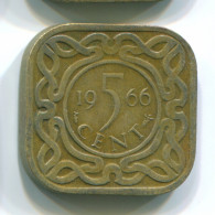 5 CENTS 1966 SURINAME Netherlands Nickel-Brass Colonial Coin #S12832.U - Surinam 1975 - ...