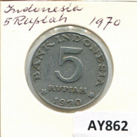 5 RUPIAH 1970 INDONÉSIE INDONESIA Pièce #AY862.F - Indonésie