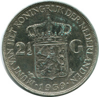 2 1/2 GULDEN 1939 NÉERLANDAIS NETHERLANDS ARGENT Pièce #AR949.F - 2 1/2 Gulden